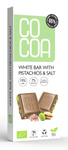 Witte chocoladereep met pistachenoten en zout 60 % minder suiker bio 40 g - COCOA