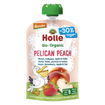 Biologische perzik-pelikaansmoothie (perzik-aardbei-appel-haver) zonder toegevoegde suikers glutenvrij BIO 100 g – Holle