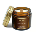 Soja geurkaars met houten lont Whisky &amp; Jazz 120ml - Your Candle