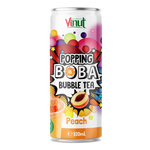 Vinut Popping Boba Bubble Tea, theedrank met poppende balletjes en perziksap, 320 ml