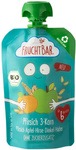 Fruchtbar Biologische Fruitmoes met Perzik, Appel, Gierst, Spelt en Haver, vanaf 6 maanden, 100 g (100% recyclebaar)