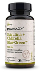 Spirulina + Chlorella Blauwgroen voedingssupplement (500 mg) glutenvrij 180 tabletten - PHARMOVIT (CLASSIC)