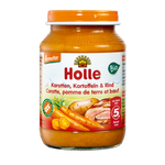 Holle Babymaaltijd Wortel-Aardappel-Rundvlees, zonder toegevoegde suikers, glutenvrij, vanaf 5 maanden, Demeter biologisch, 190 g potje
