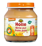Perenpuree zonder toegevoegde suikers, glutenvrij, vanaf 5 maanden, Demeter biologisch, 125 g potje – Holle